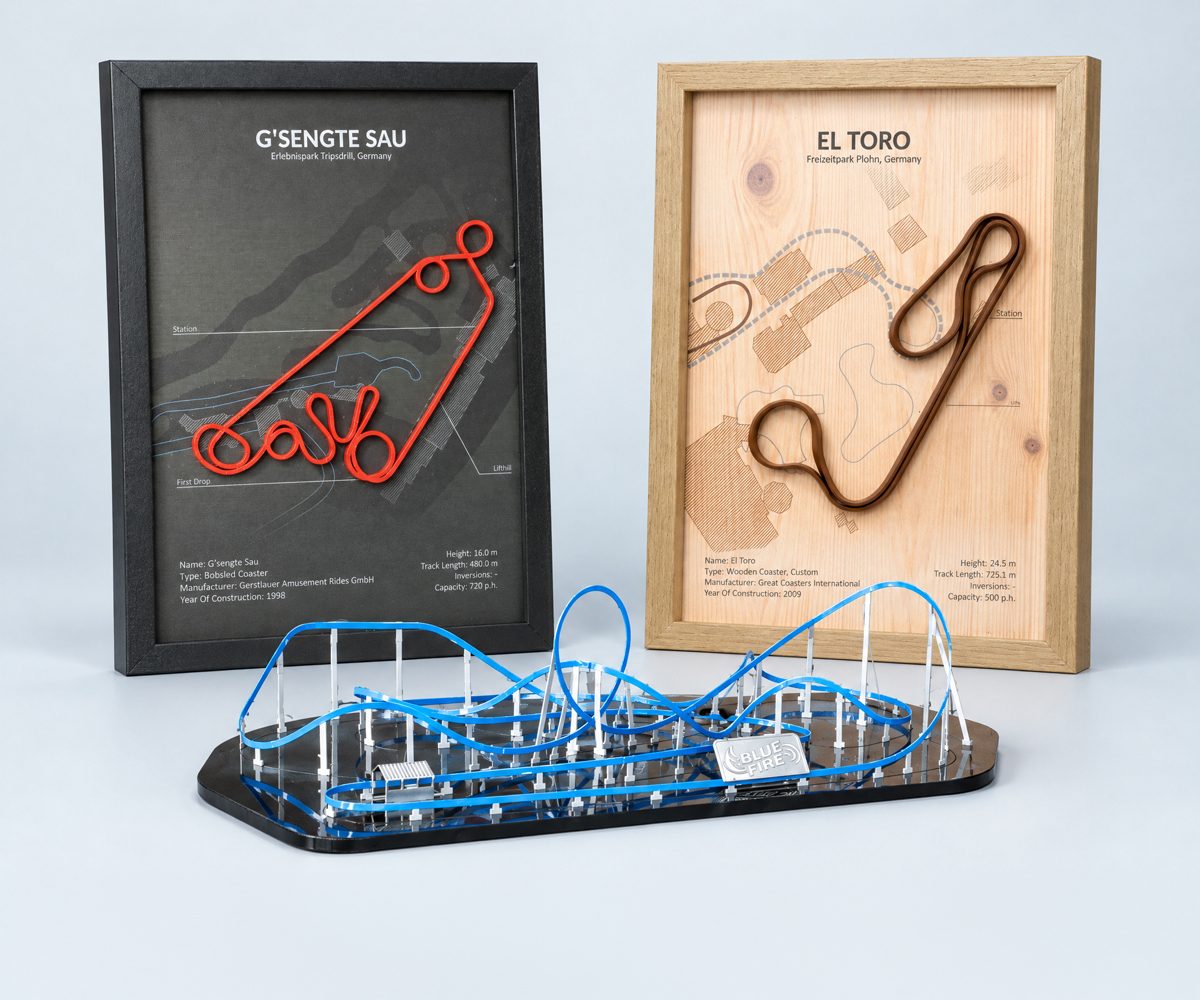 CoasterFrames G’sengte Sau und El Toro mit einem NanoCoaster-Modell